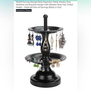 MyGift Black Metal Jewelry Tree, NIB